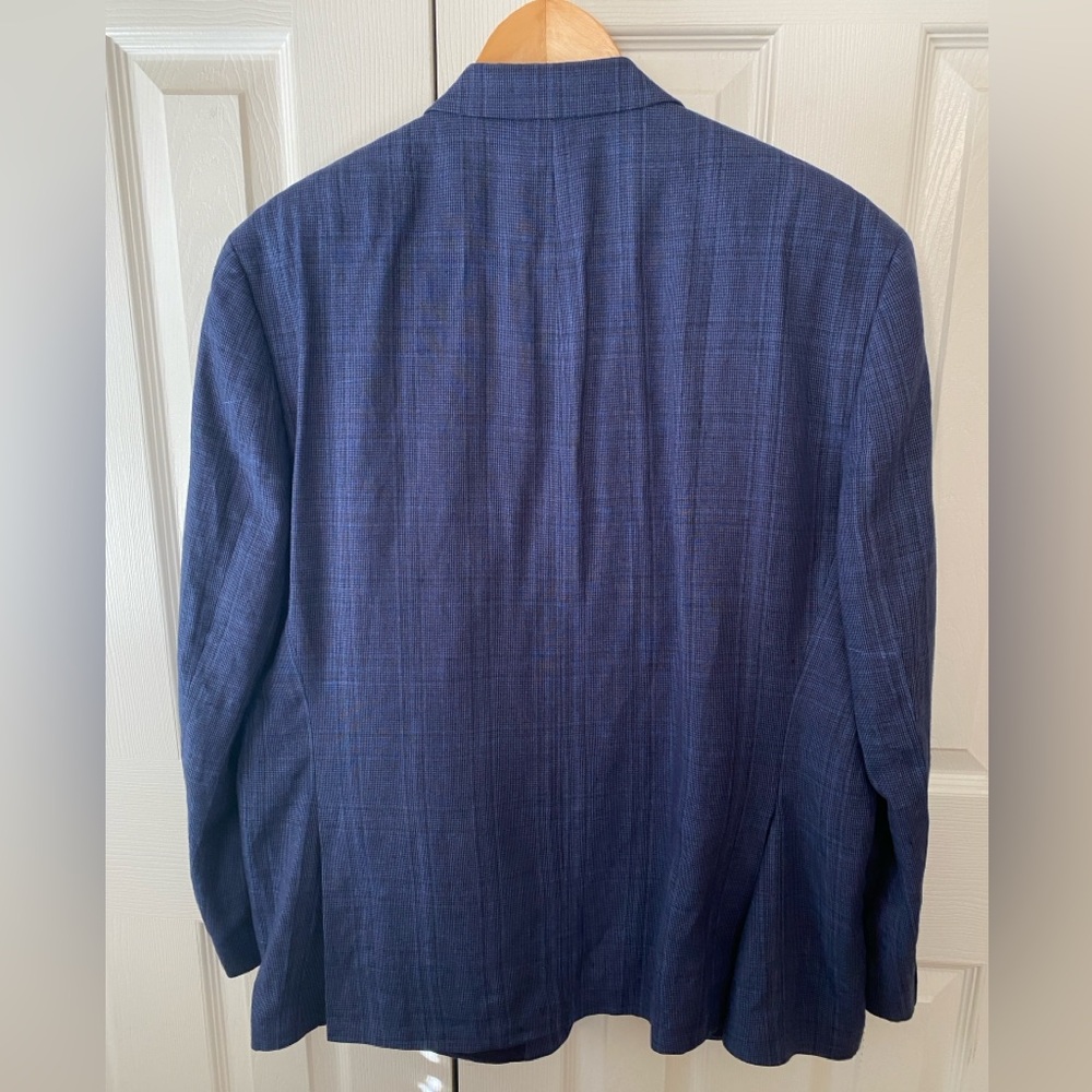 Lauren Ralph Lauren Blue Glen Plaid 100% Linen Spring Summer Blazer 46R - Picture 2 of 9